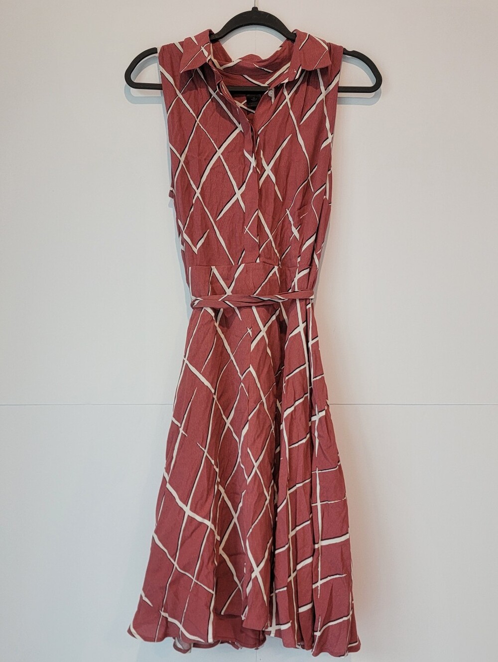 Ann Taylor Factory Geometric Print Sleeveless Midi Shirt Dress Size 10